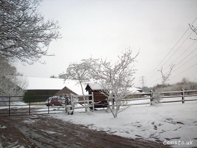 Snow on a farm