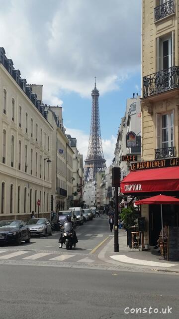 Eiffel Tower through the streets